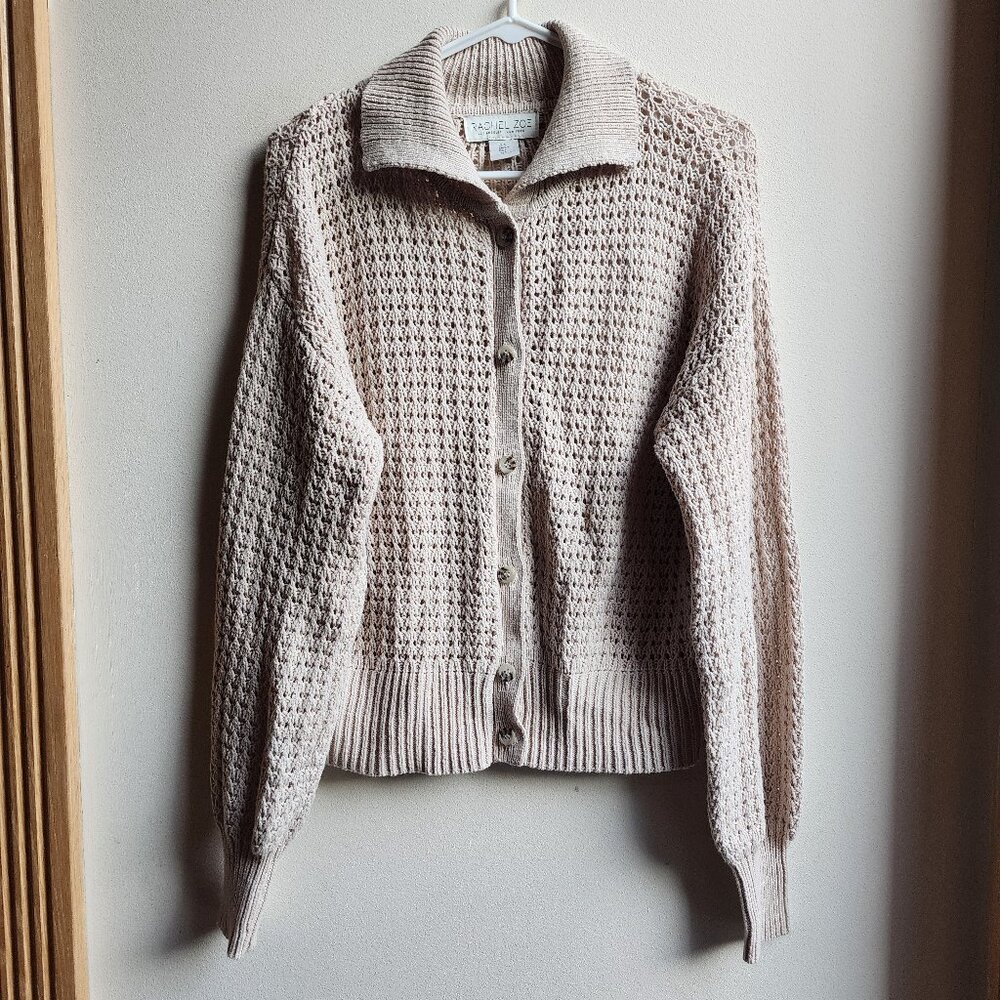 Rachel Zoe Beige Button Down Cardigan Size Small
